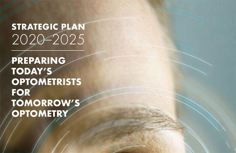 Cover of strategic plan booklet entitled Preparing Today's Optometrists for Tomorrow's Optometry.