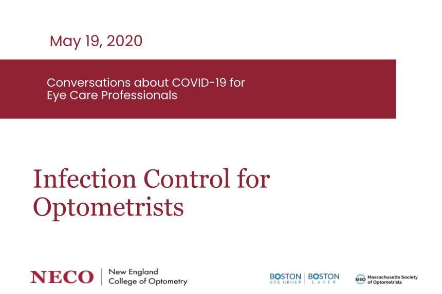 Title slide saying Infection Control for Optometrists